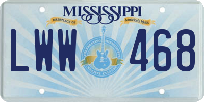 MS license plate LWW468