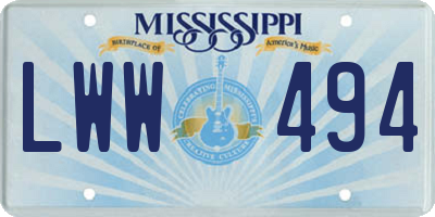 MS license plate LWW494