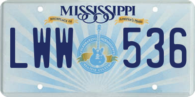 MS license plate LWW536