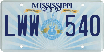 MS license plate LWW540