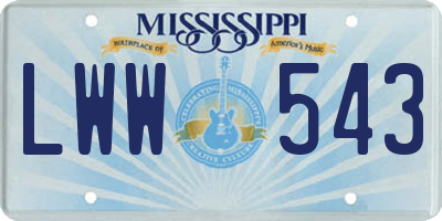 MS license plate LWW543