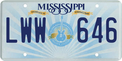 MS license plate LWW646
