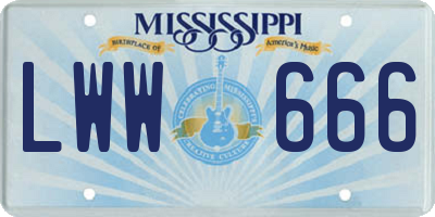MS license plate LWW666