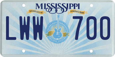 MS license plate LWW700