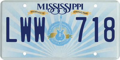 MS license plate LWW718