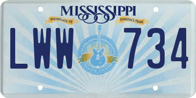 MS license plate LWW734