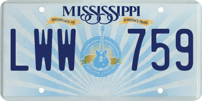 MS license plate LWW759