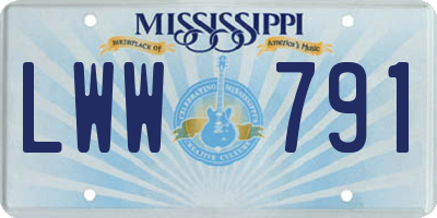 MS license plate LWW791