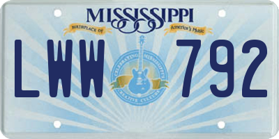 MS license plate LWW792