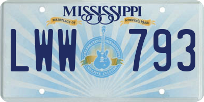 MS license plate LWW793