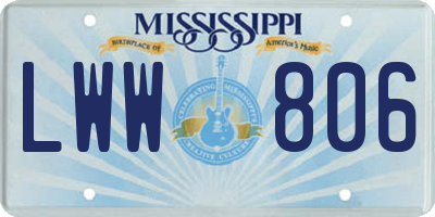 MS license plate LWW806