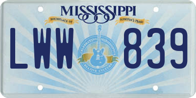 MS license plate LWW839