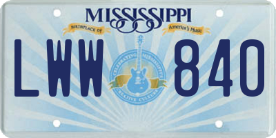 MS license plate LWW840