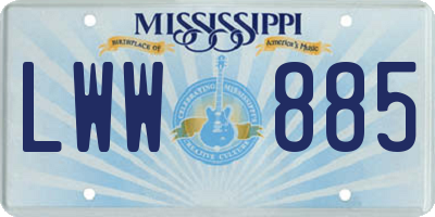 MS license plate LWW885