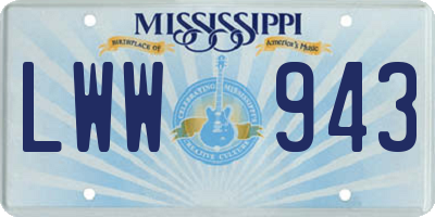 MS license plate LWW943