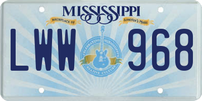 MS license plate LWW968