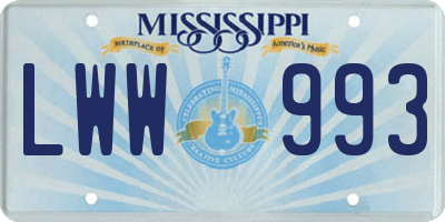 MS license plate LWW993