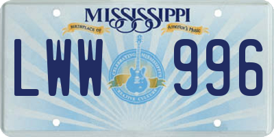 MS license plate LWW996