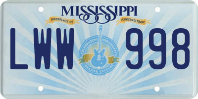 MS license plate LWW998