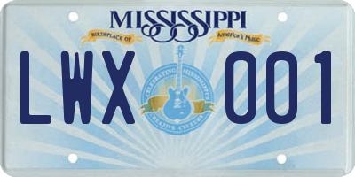 MS license plate LWX001