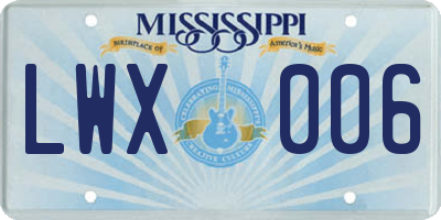 MS license plate LWX006