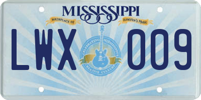 MS license plate LWX009