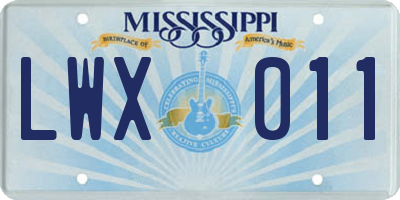 MS license plate LWX011