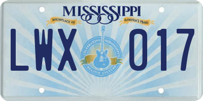 MS license plate LWX017
