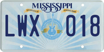 MS license plate LWX018