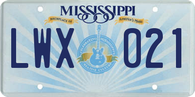 MS license plate LWX021