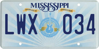 MS license plate LWX034