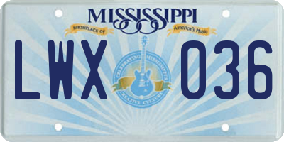 MS license plate LWX036