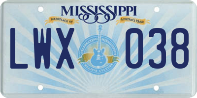 MS license plate LWX038