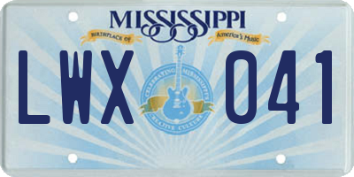 MS license plate LWX041