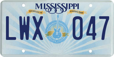 MS license plate LWX047