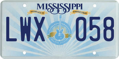 MS license plate LWX058