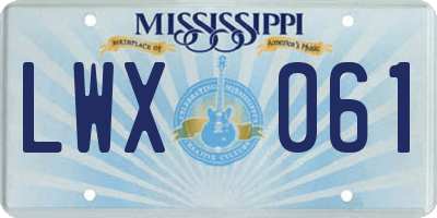 MS license plate LWX061