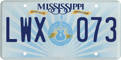 MS license plate LWX073