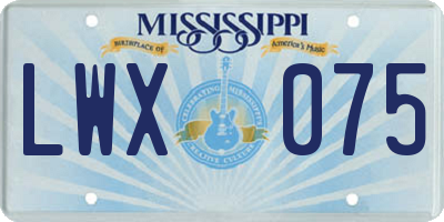 MS license plate LWX075