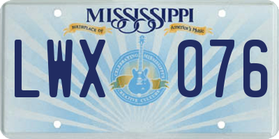 MS license plate LWX076