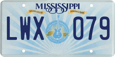 MS license plate LWX079