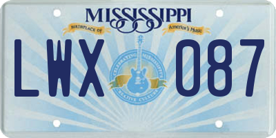 MS license plate LWX087