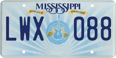 MS license plate LWX088