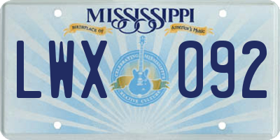 MS license plate LWX092