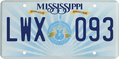MS license plate LWX093