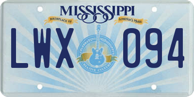 MS license plate LWX094