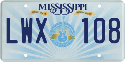 MS license plate LWX108
