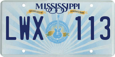 MS license plate LWX113