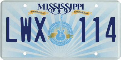 MS license plate LWX114