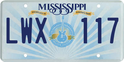 MS license plate LWX117